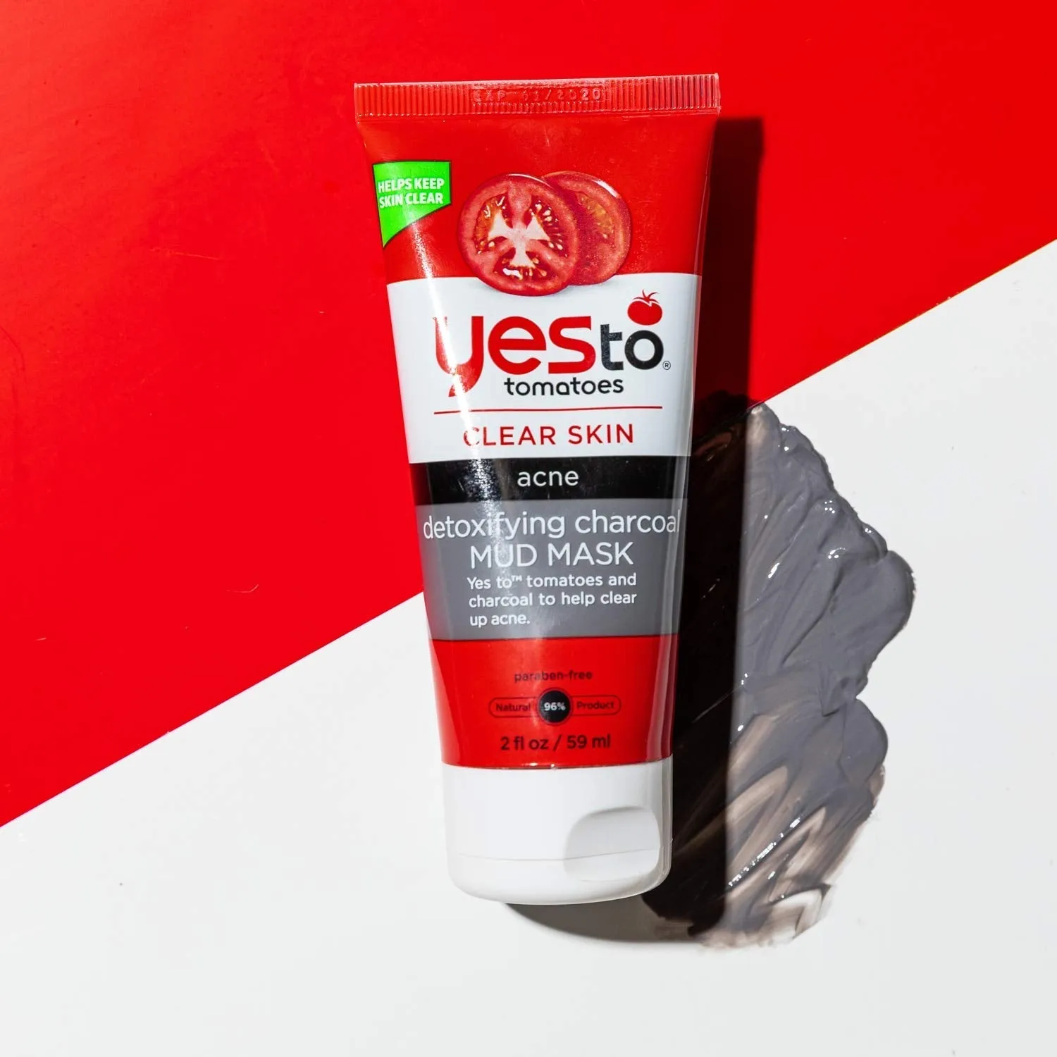 Yes To Tomatoes Clear Skin Detoxifying Charcoal Mud Mask, 2 Fl Oz, For Acne Prone Skin To Draw Out Impurities And Prevent Breakouts, Contains Salicylic Acid, 96% Natural Ingredients
