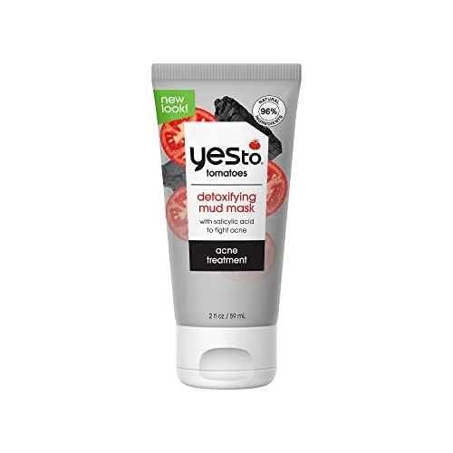 Yes To Tomatoes Clear Skin Detoxifying Charcoal Mud Mask, 2 Fl Oz, For Acne Prone Skin To Draw Out Impurities And Prevent Breakouts, Contains Salicylic Acid, 96% Natural Ingredients
