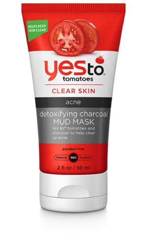 Yes To Tomatoes Clear Skin Detoxifying Charcoal Mud Mask, 2 Fl Oz, For Acne Prone Skin To Draw Out Impurities And Prevent Breakouts, Contains Salicylic Acid, 96% Natural Ingredients