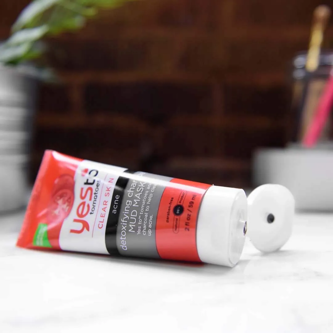 Yes To Tomatoes Clear Skin Detoxifying Charcoal Mud Mask, 2 Fl Oz, For Acne Prone Skin To Draw Out Impurities And Prevent Breakouts, Contains Salicylic Acid, 96% Natural Ingredients
