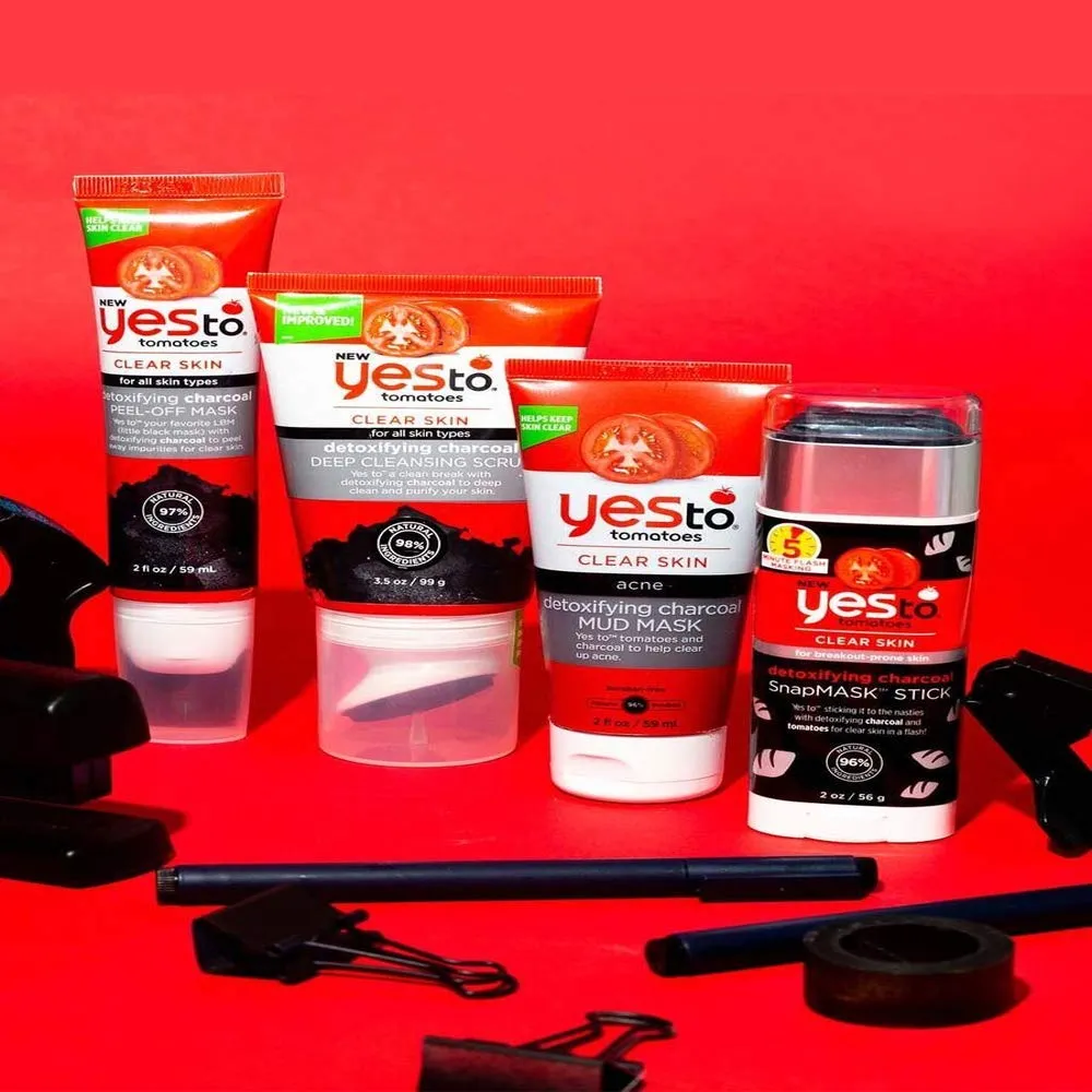 Yes To Tomatoes Clear Skin Detoxifying Charcoal Mud Mask, 2 Fl Oz, For Acne Prone Skin To Draw Out Impurities And Prevent Breakouts, Contains Salicylic Acid, 96% Natural Ingredients
