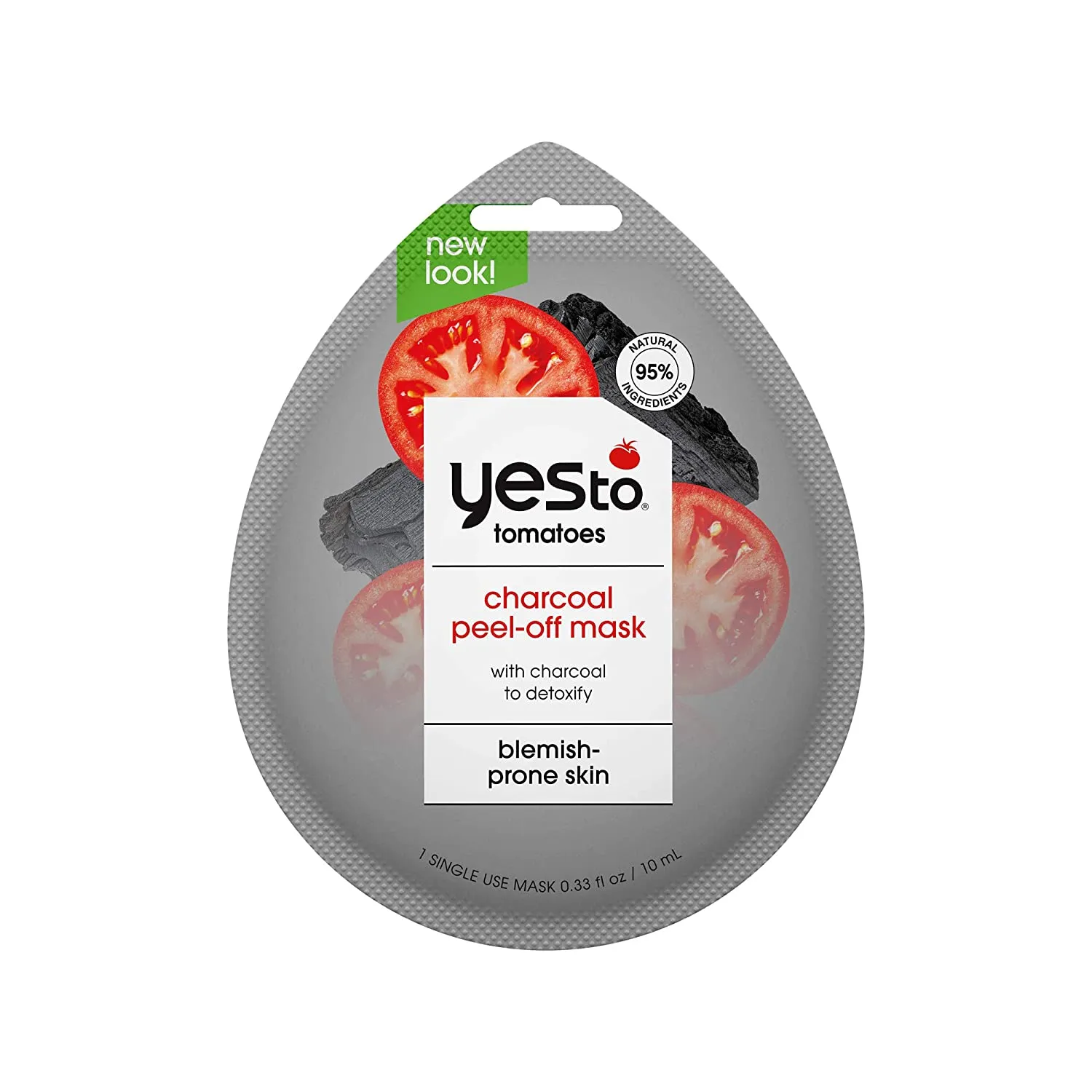 Yes To Tomatoes Clear Skin Detoxifying Charcoal Peel-Off Mask for All Skin Types To Detoxify Skin & Peel Away Impurities, 3 Count, Pack of 3