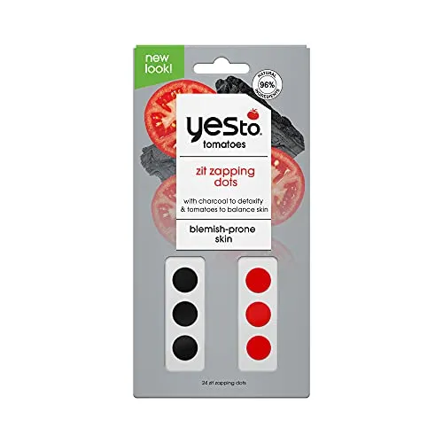 Yes To Tomatoes Detoxifying Charcoal Zit Zapping Dots, Red, 24 Count (1025182)