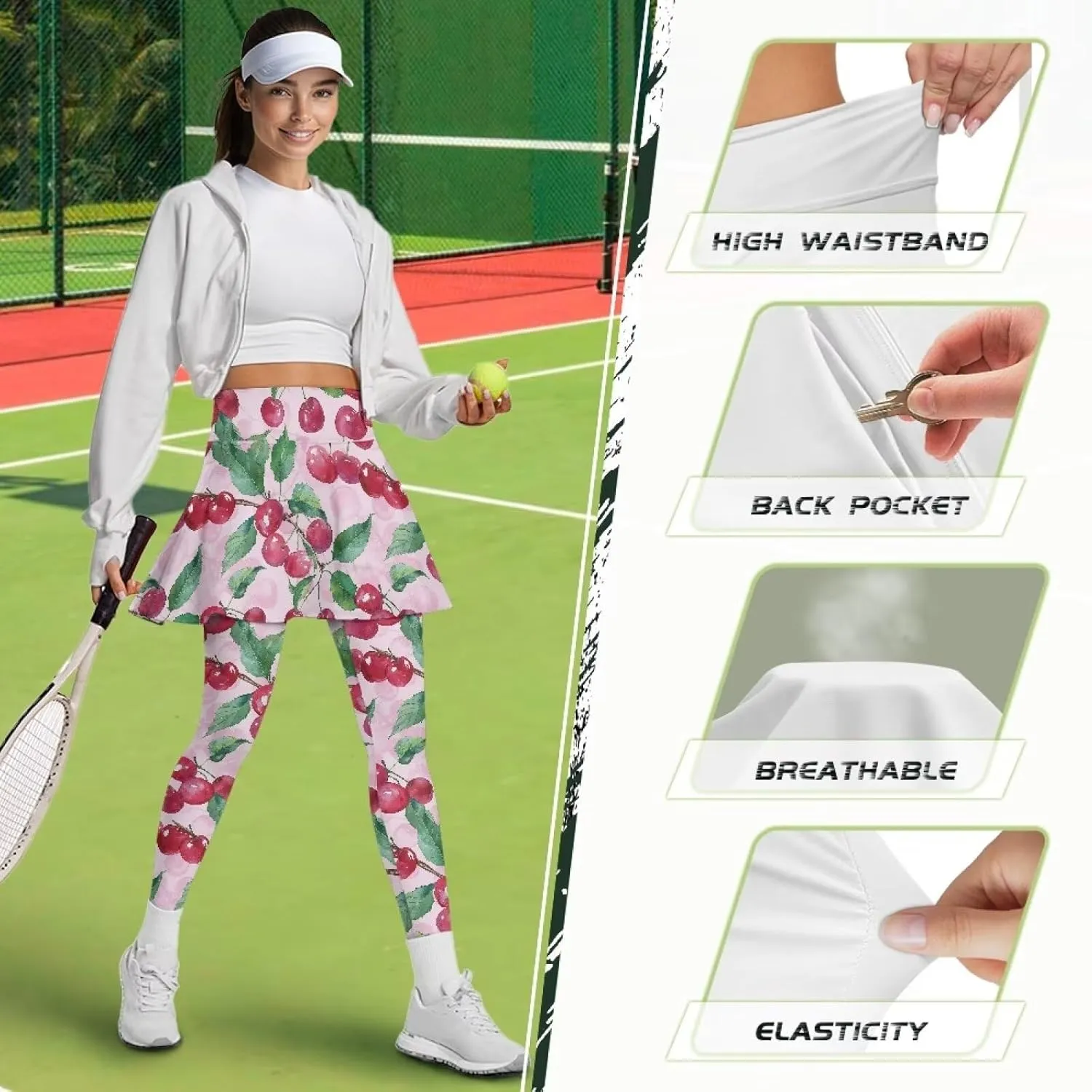 YEXIATODO Skirted Leggings for Women Athletic Skorts Skirts for Women Activewear Girls Pleated Tennis Skirt XS-3XL