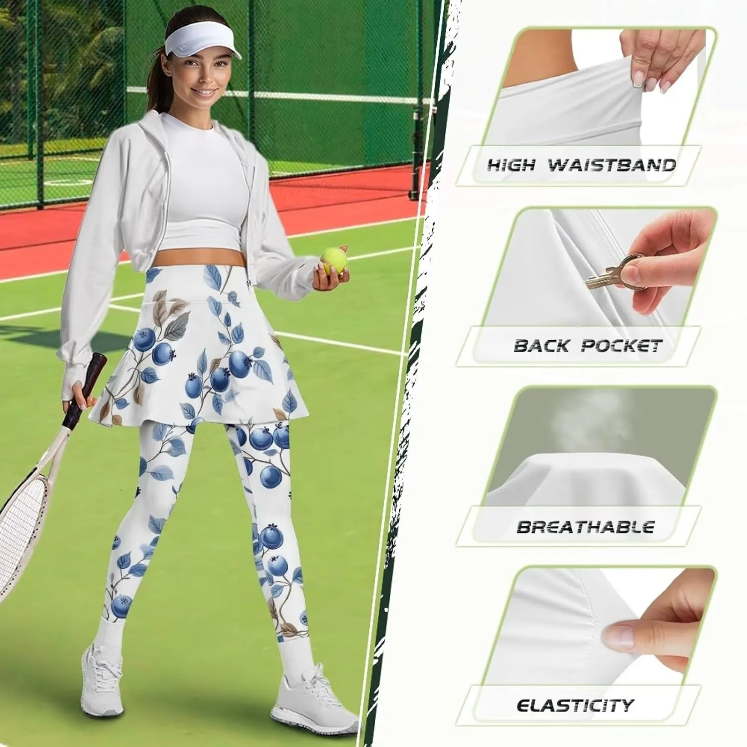 YEXIATODO Skirted Leggings for Women Athletic Skorts Skirts for Women Activewear Girls Pleated Tennis Skirt XS-3XL