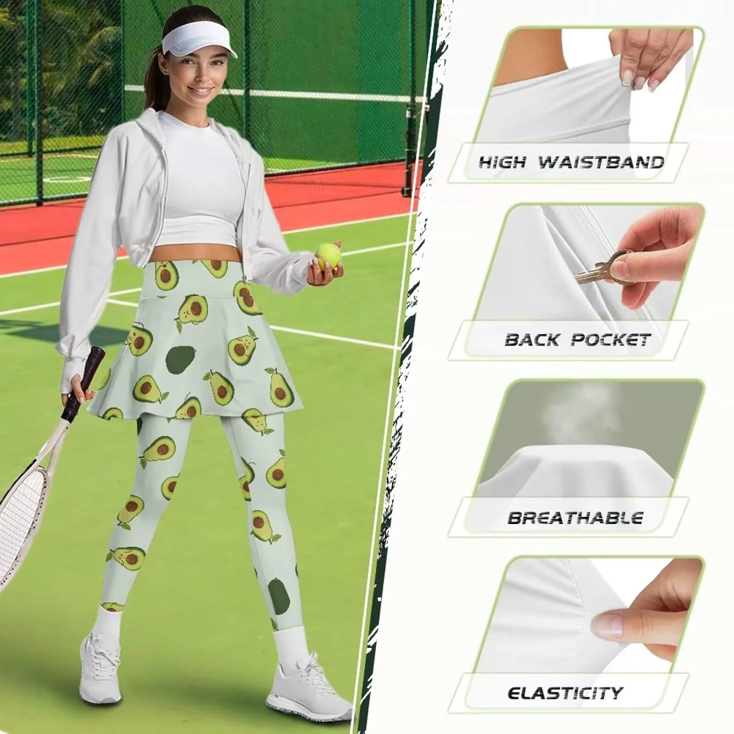 YEXIATODO Skirted Leggings for Women Athletic Skorts Skirts for Women Activewear Girls Pleated Tennis Skirt XS-3XL