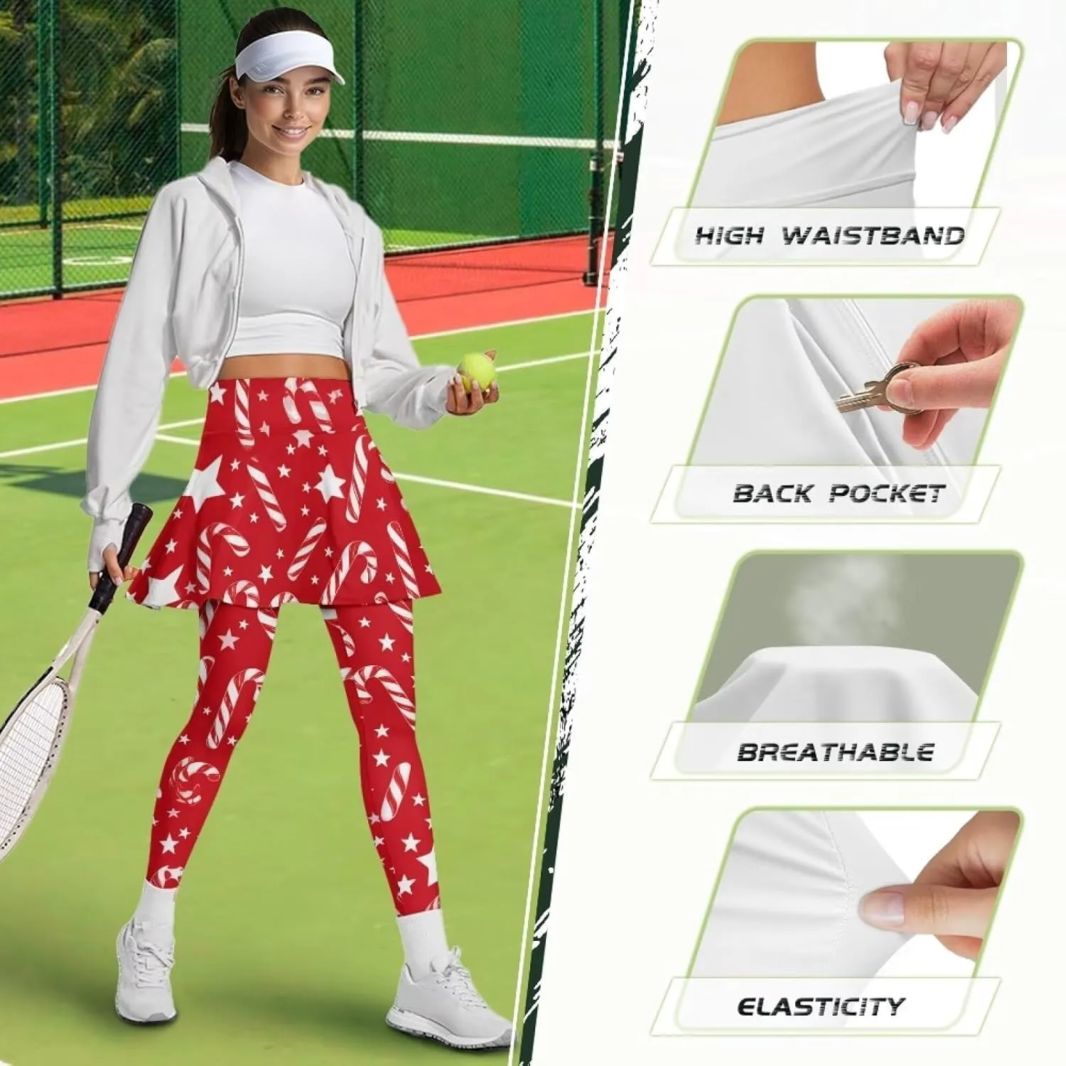 YEXIATODO Skirted Leggings for Women Athletic Skorts Skirts for Women Activewear Girls Pleated Tennis Skirt XS-3XL