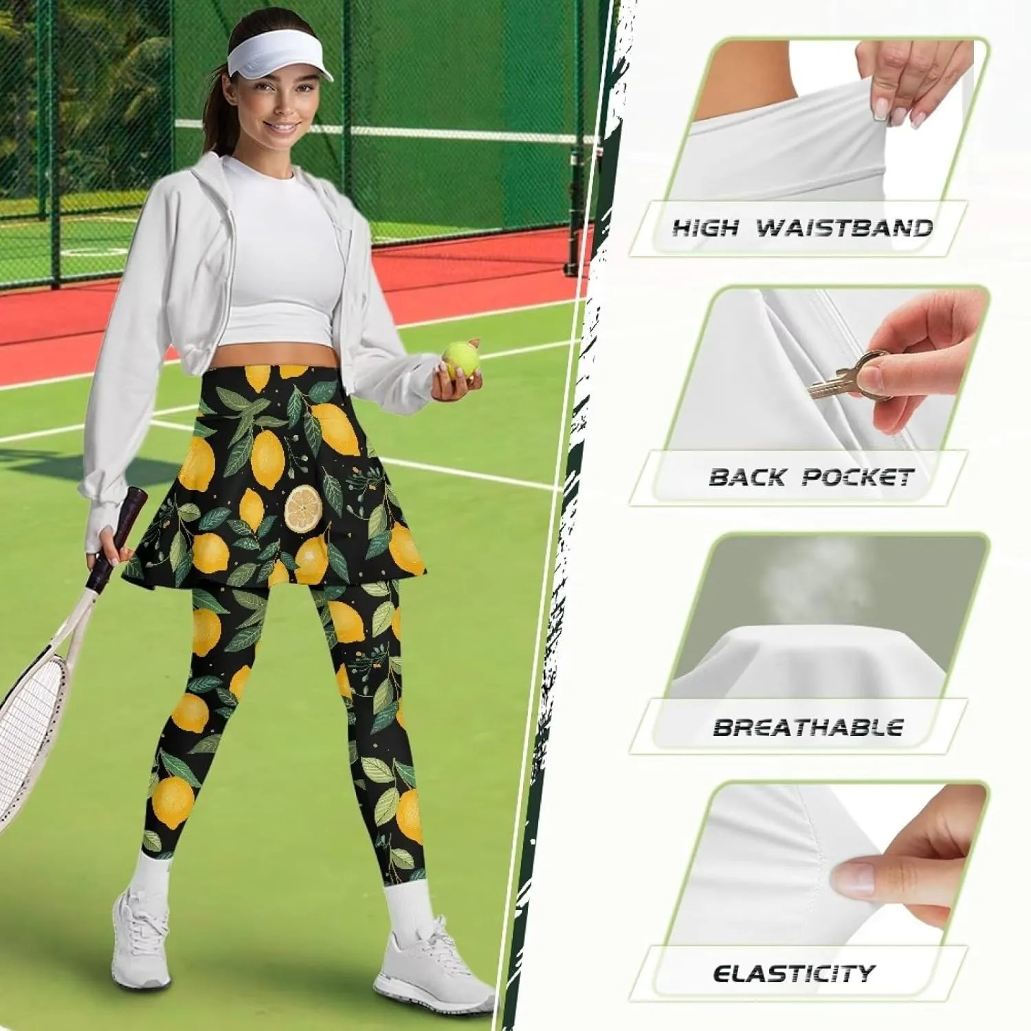 YEXIATODO Skirted Leggings for Women Athletic Skorts Skirts for Women Activewear Girls Pleated Tennis Skirt XS-3XL
