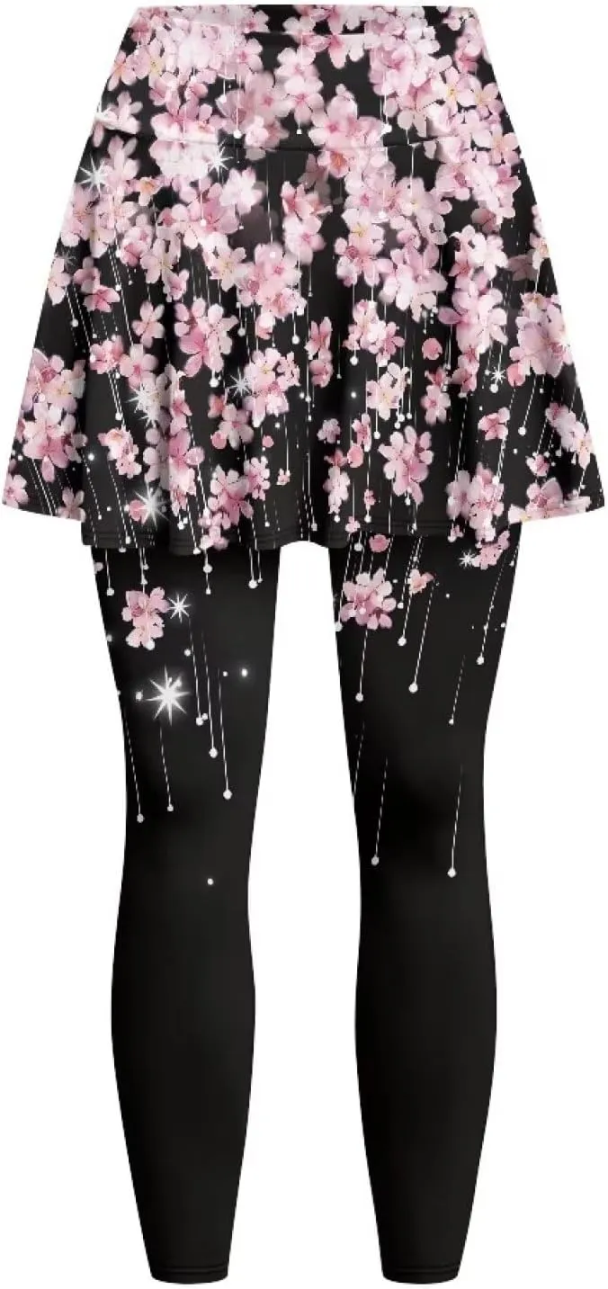 YEXIATODO Skirted Leggings for Women Control The Belly High Waisted Flowy Pleated Golf Skorts Skirts XS-3XL