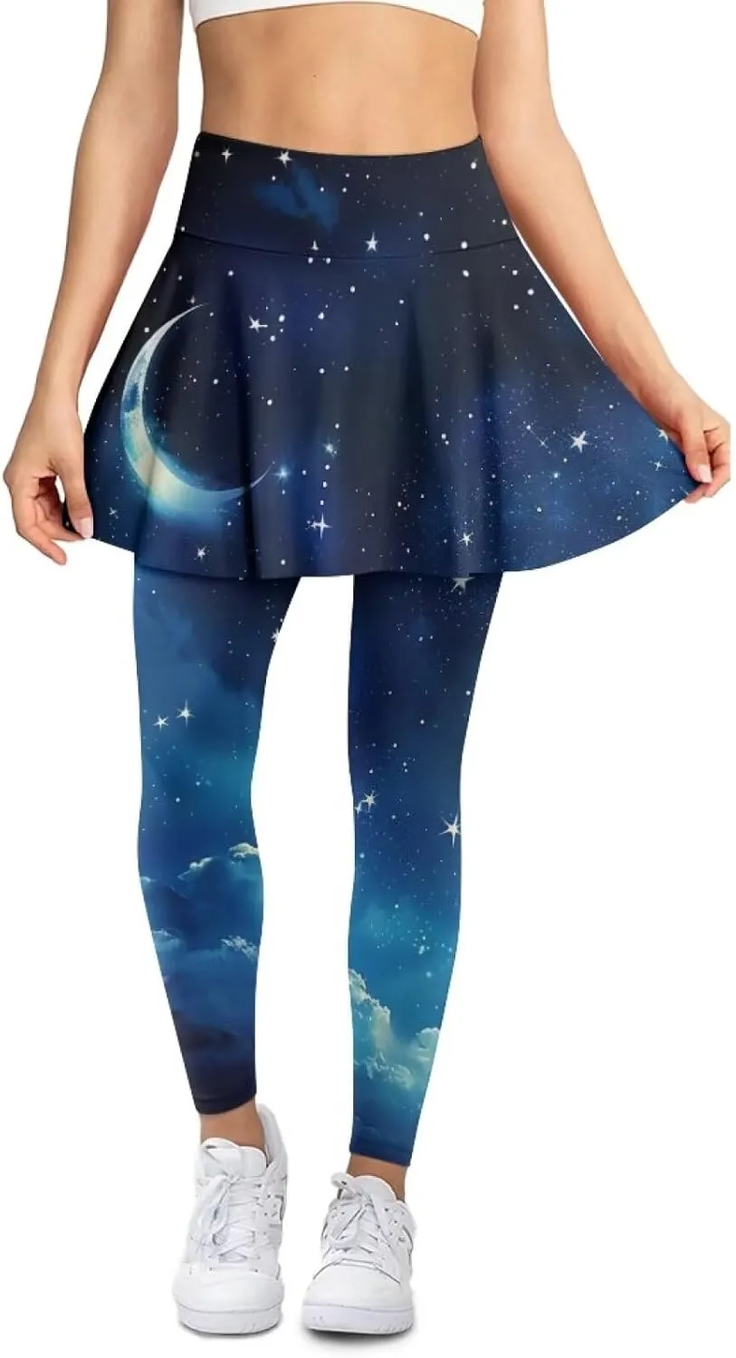 YEXIATODO Skirted Leggings for Women Control The Belly High Waisted Flowy Pleated Golf Skorts Skirts XS-3XL