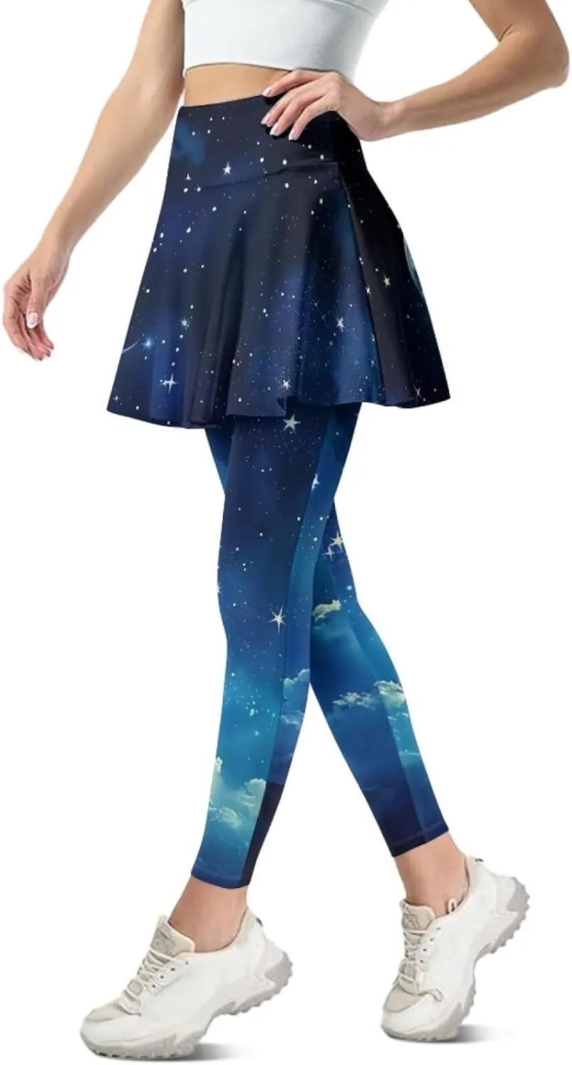 YEXIATODO Skirted Leggings for Women Control The Belly High Waisted Flowy Pleated Golf Skorts Skirts XS-3XL