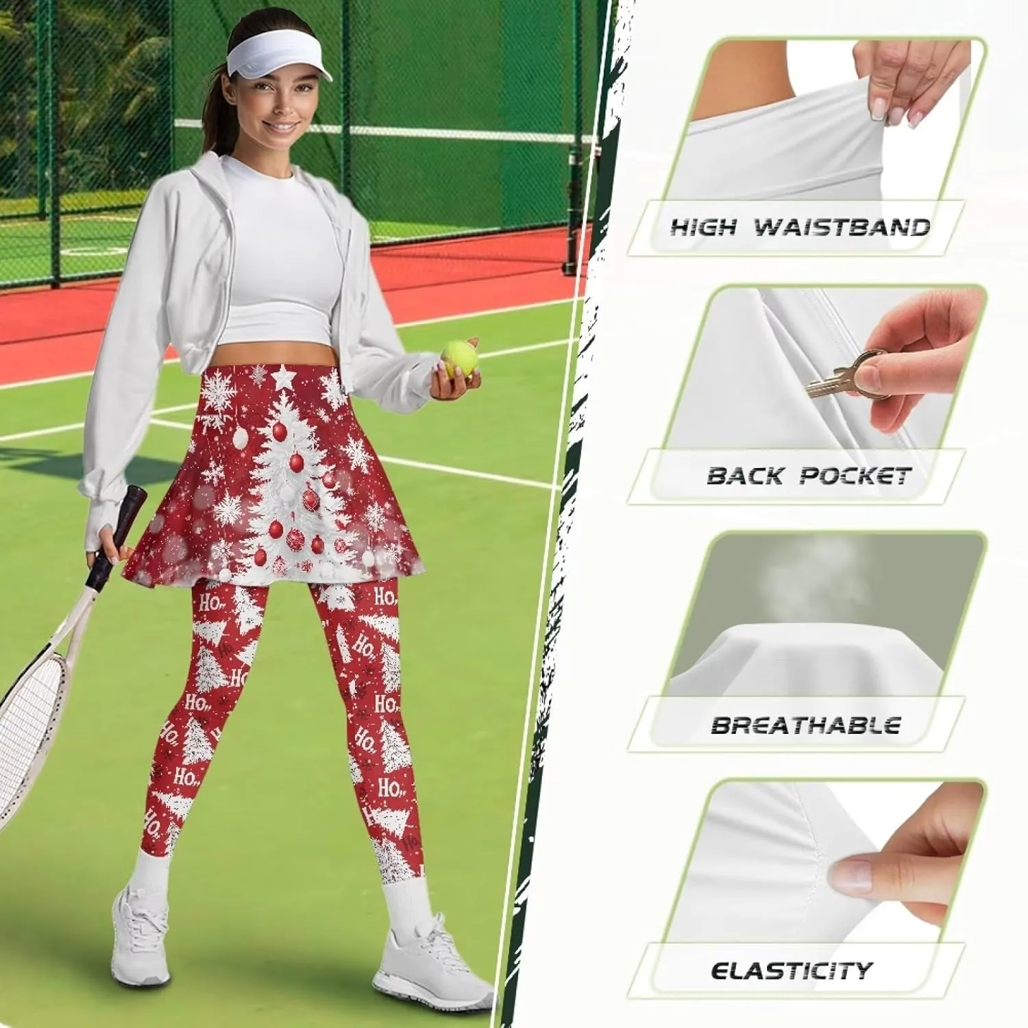 YEXIATODO Skirted Leggings for Women Control The Belly High Waisted Flowy Pleated Golf Skorts Skirts XS-3XL