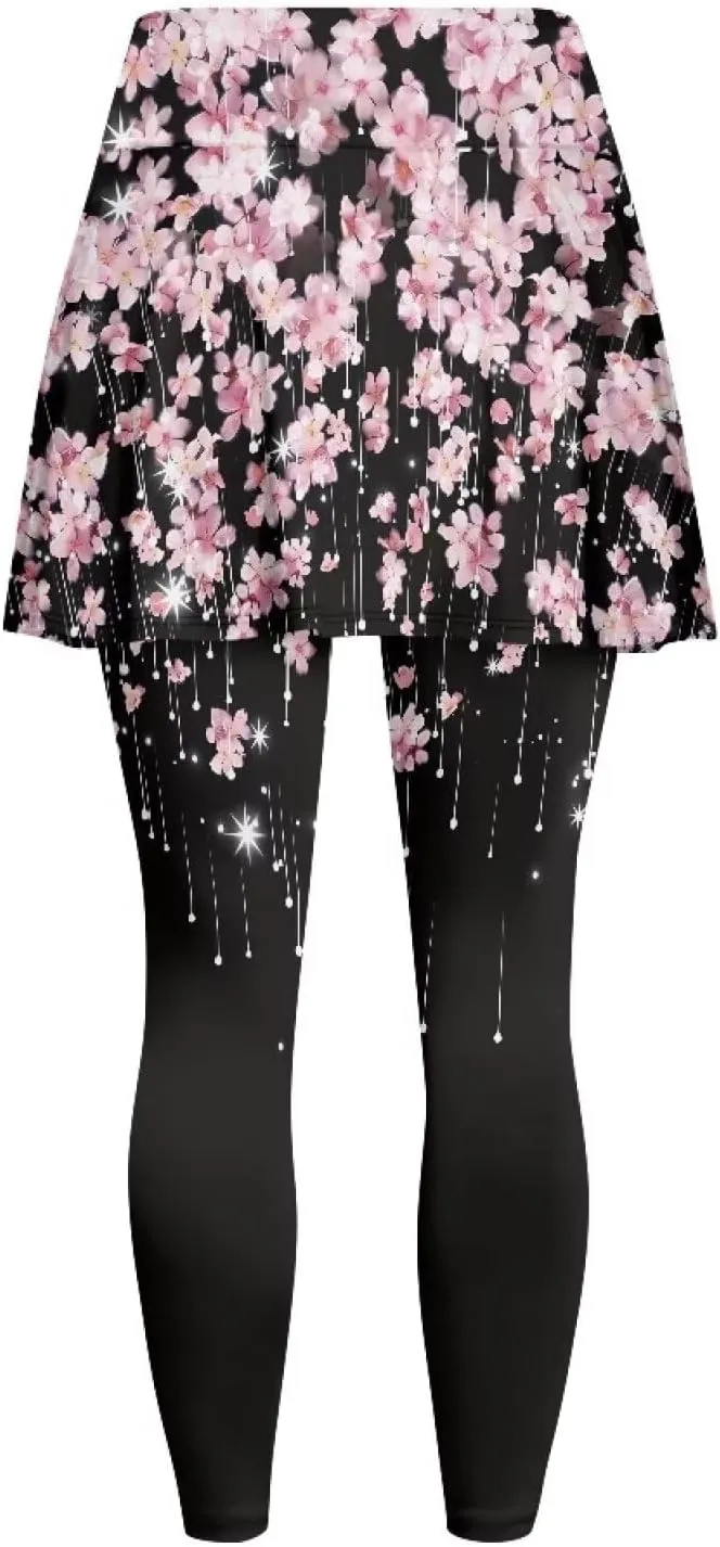 YEXIATODO Skirted Leggings for Women Control The Belly High Waisted Flowy Pleated Golf Skorts Skirts XS-3XL