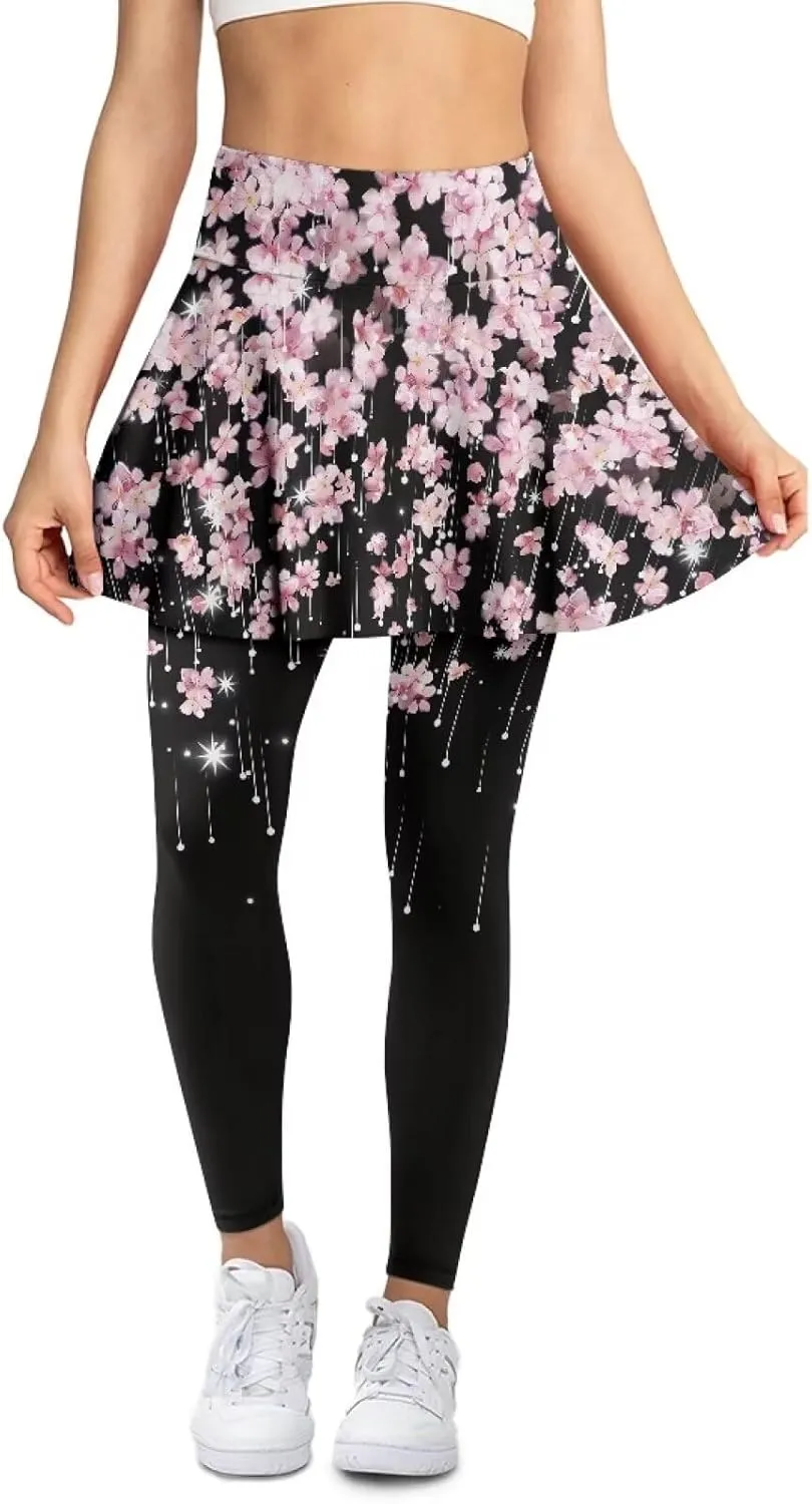 YEXIATODO Skirted Leggings for Women Control The Belly High Waisted Flowy Pleated Golf Skorts Skirts XS-3XL