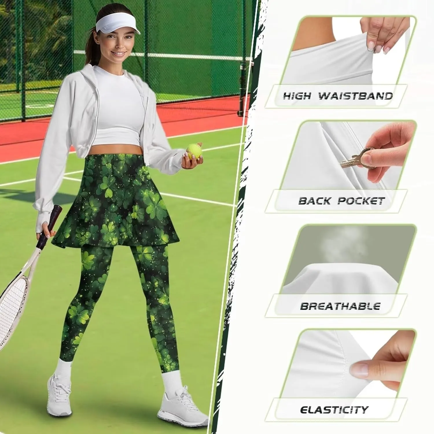 YEXIATODO Skirted Leggings for Women Control The Belly High Waisted Flowy Pleated Golf Skorts Skirts XS-3XL