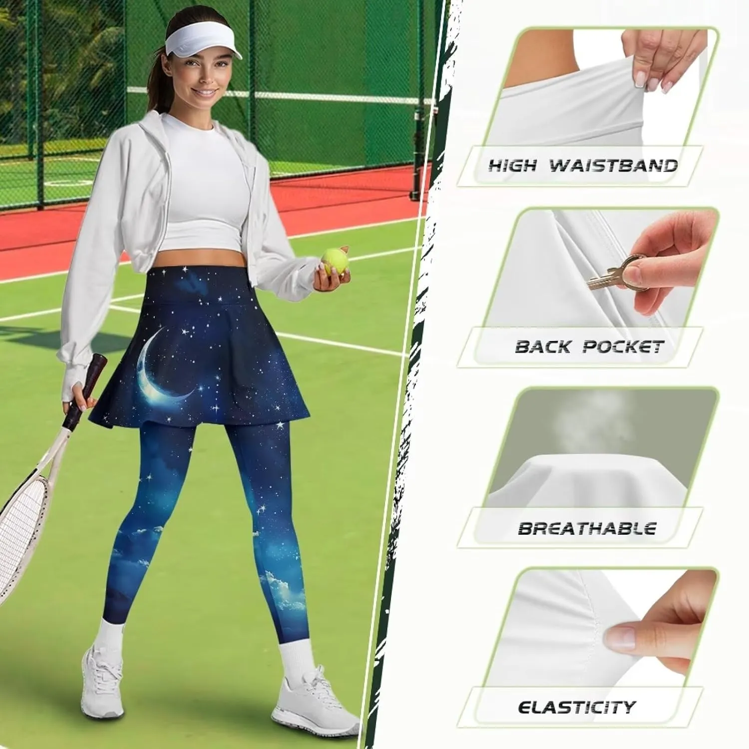YEXIATODO Skirted Leggings for Women Control The Belly High Waisted Flowy Pleated Golf Skorts Skirts XS-3XL