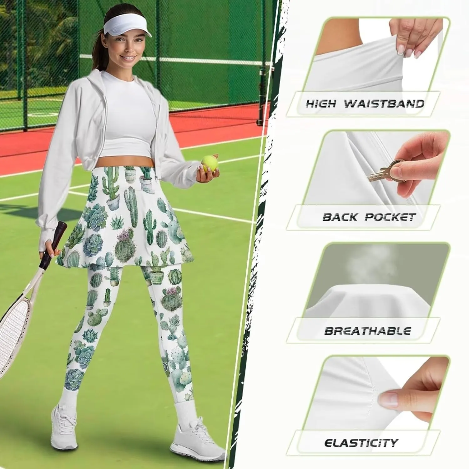 YEXIATODO Skirted Leggings for Women Control The Belly High Waisted Flowy Pleated Golf Skorts Skirts XS-3XL