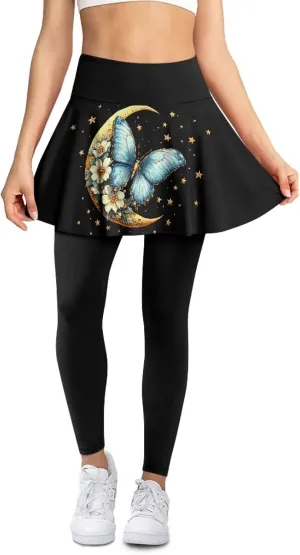 YEXIATODO Skirted Leggings for Women High Waisted Flowy Pleated Golf Skorts Skirts Control The Belly XS-3XL