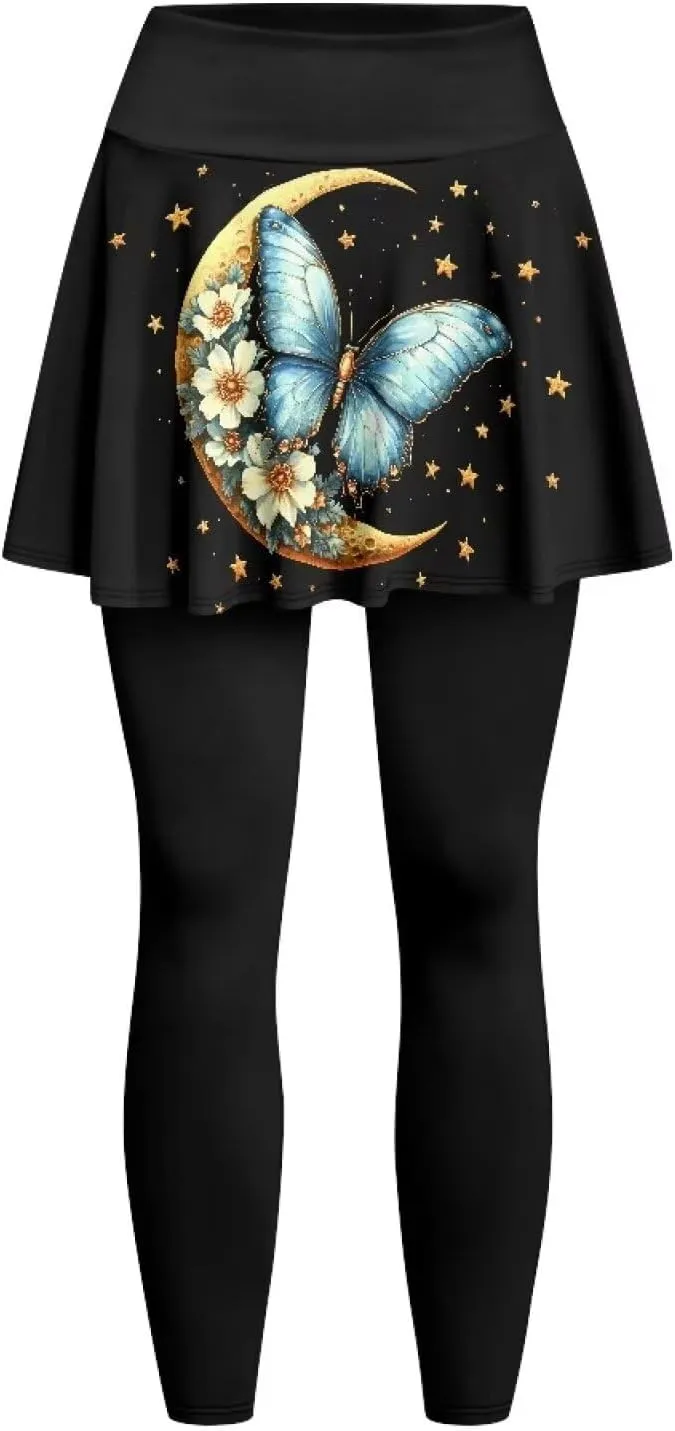 YEXIATODO Skirted Leggings for Women High Waisted Flowy Pleated Golf Skorts Skirts Control The Belly XS-3XL
