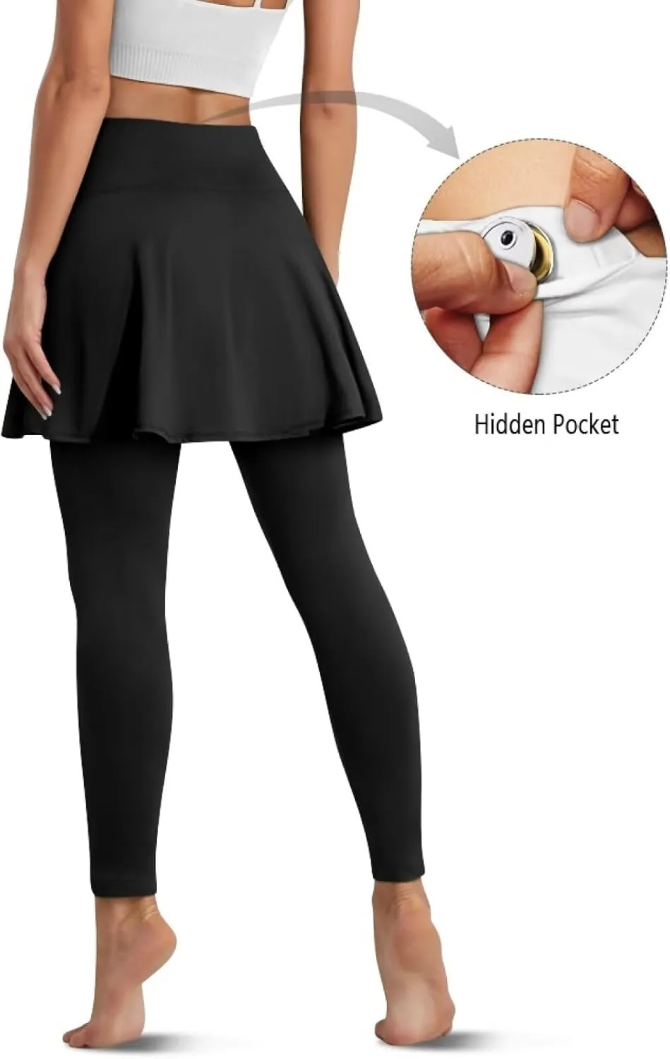 YEXIATODO Skirted Leggings for Women High Waisted Flowy Pleated Golf Skorts Skirts Control The Belly XS-3XL