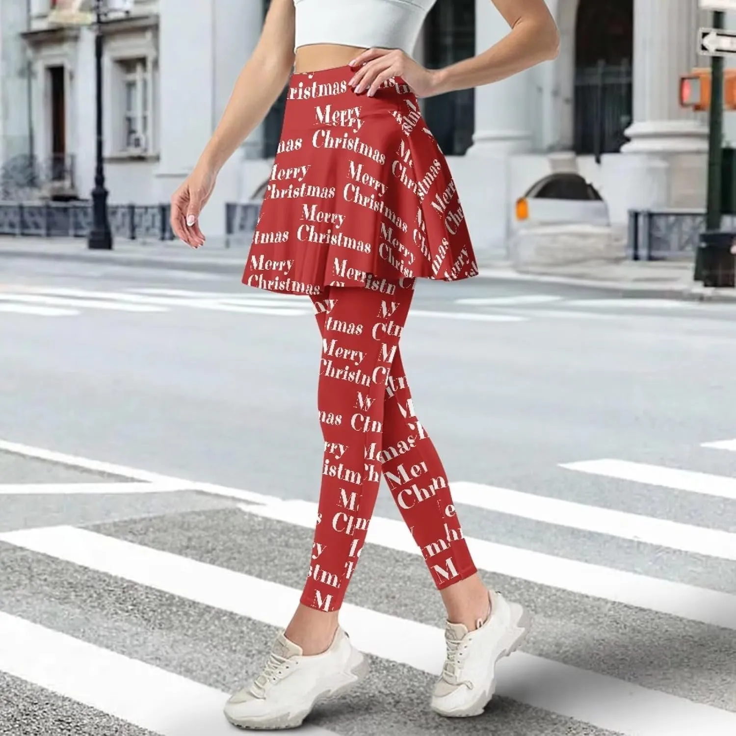 YEXIATODO Skirted Leggings for Women High Waisted Flowy Pleated Golf Skorts Skirts Control The Belly XS-3XL