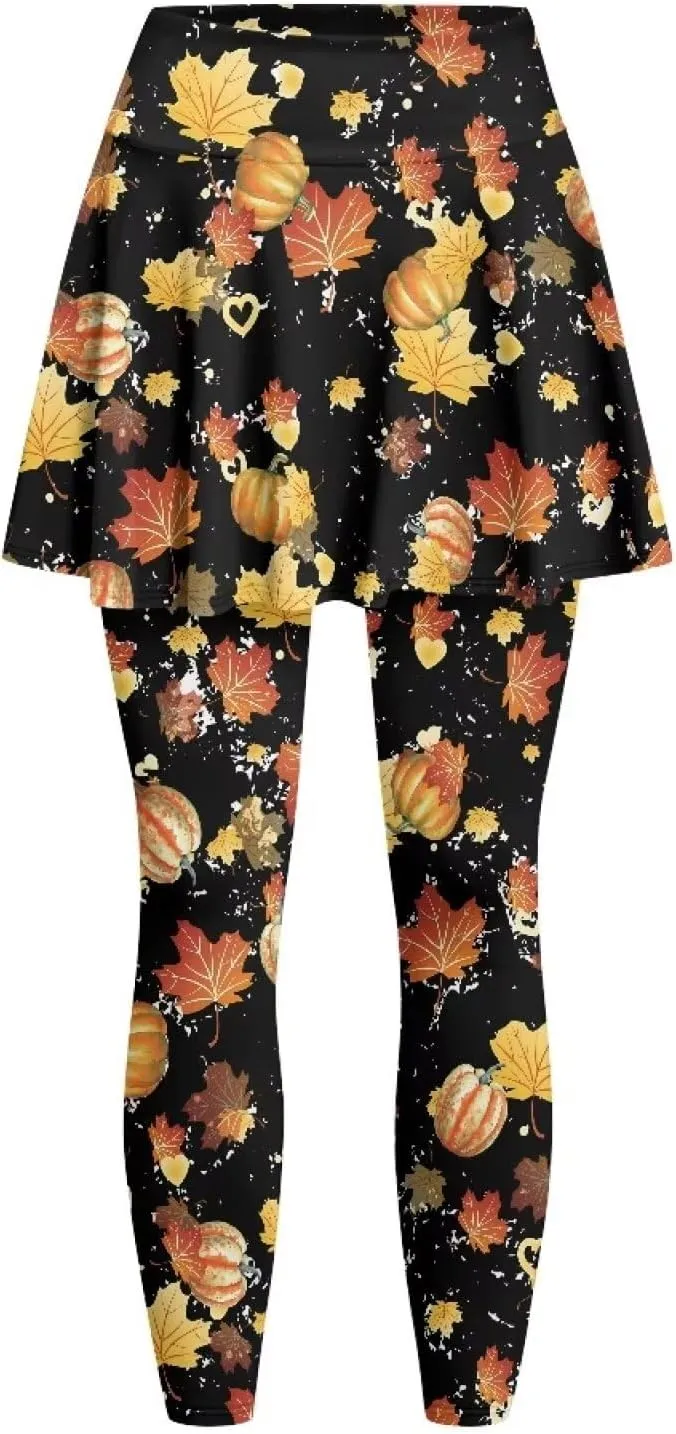YEXIATODO Skirted Leggings for Women High Waisted Flowy Pleated Golf Skorts Skirts Control The Belly XS-3XL