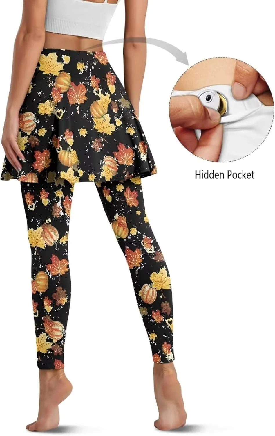 YEXIATODO Skirted Leggings for Women High Waisted Flowy Pleated Golf Skorts Skirts Control The Belly XS-3XL