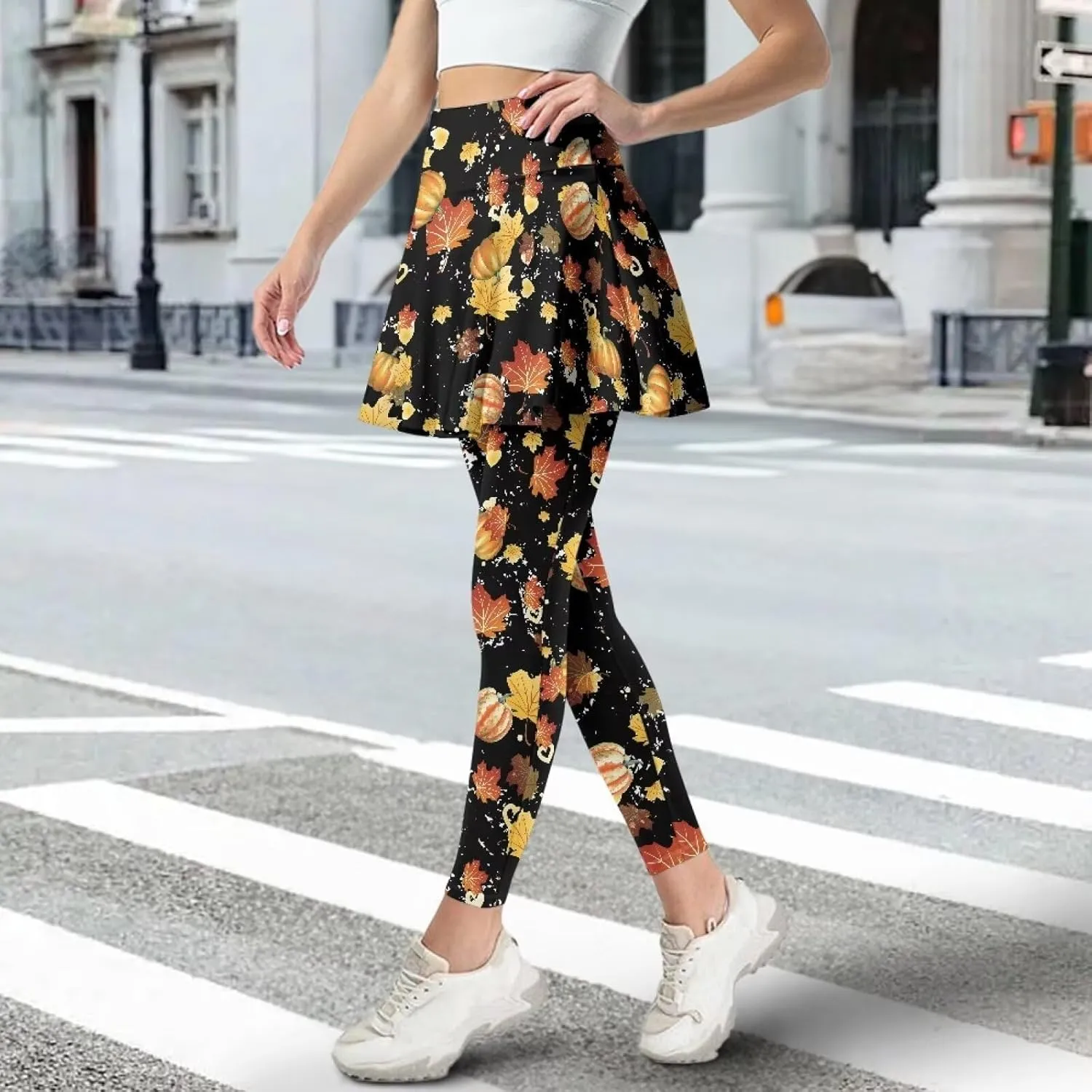YEXIATODO Skirted Leggings for Women High Waisted Flowy Pleated Golf Skorts Skirts Control The Belly XS-3XL