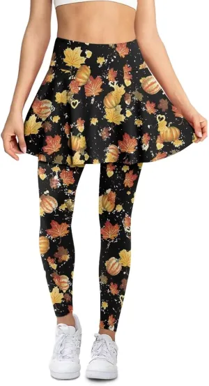 YEXIATODO Skirted Leggings for Women High Waisted Flowy Pleated Golf Skorts Skirts Control The Belly XS-3XL