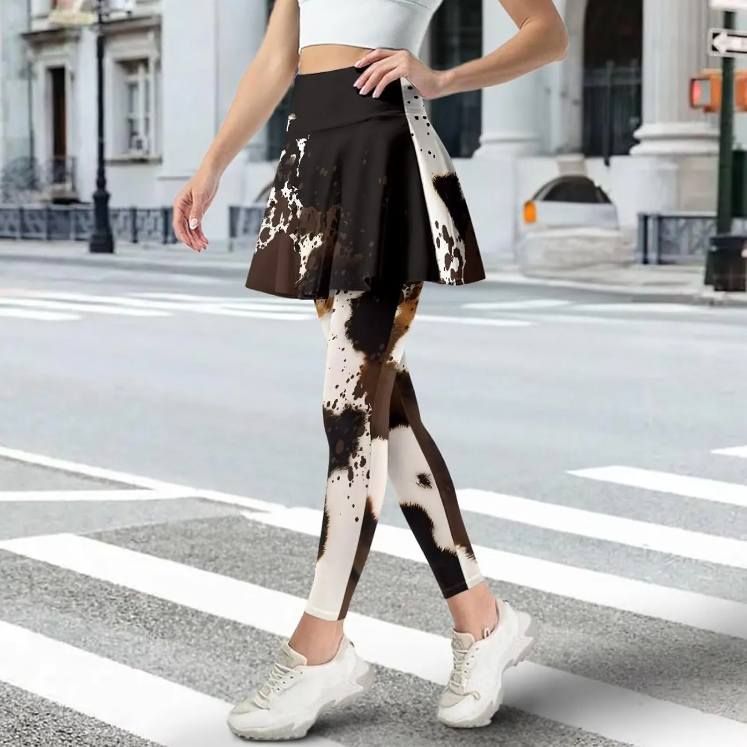 YEXIATODO Skirted Leggings for Women High Waisted Flowy Pleated Golf Skorts Skirts Control The Belly XS-3XL