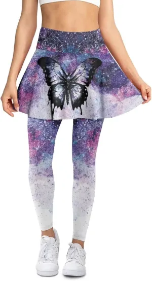 YEXIATODO Skirted Leggings for Women High Waisted Flowy Pleated Golf Skorts Skirts Control The Belly XS-3XL