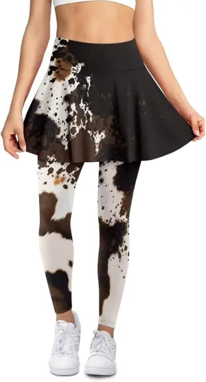 YEXIATODO Skirted Leggings for Women High Waisted Flowy Pleated Golf Skorts Skirts Control The Belly XS-3XL