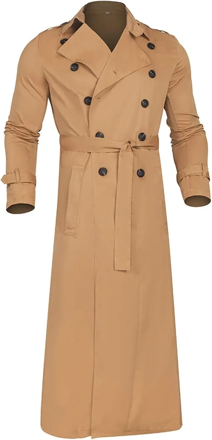 Ymosrh Mens Coats and Jackets Long-Slevee Luxury Full Length Trench Coat Long Wool Overcoat Winter Jackets for Men