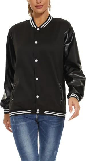 Yuji Itadori Women Varsity Jacket Leather Sleeve Baseball Lightweight Jacket Fleece Coat Button Down Clothes