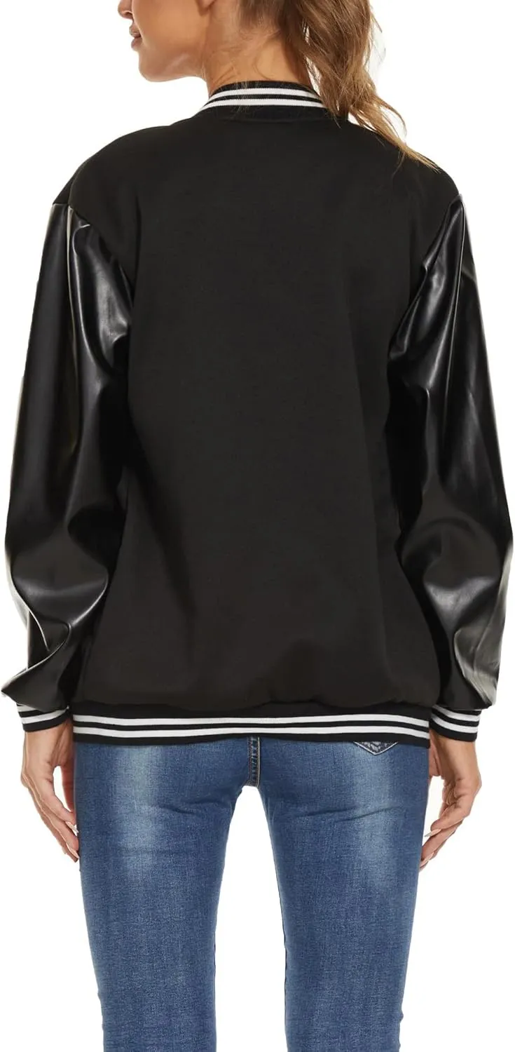 Yuji Itadori Women Varsity Jacket Leather Sleeve Baseball Lightweight Jacket Fleece Coat Button Down Clothes