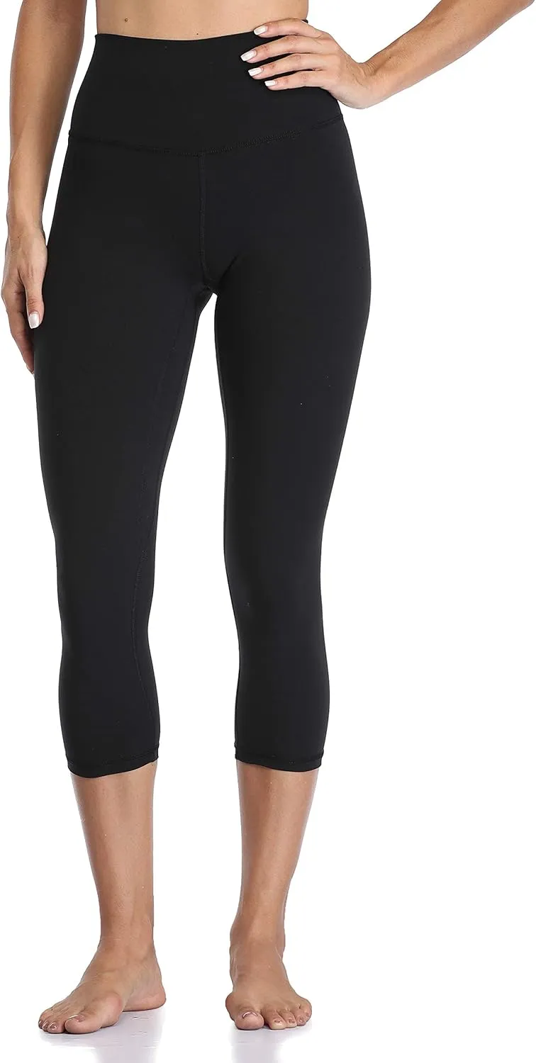 YUNOGA Women's Buttery Soft 21" Inseam Yoga Pants, High Waisted Tummy Control Workout Running Capri Leggings