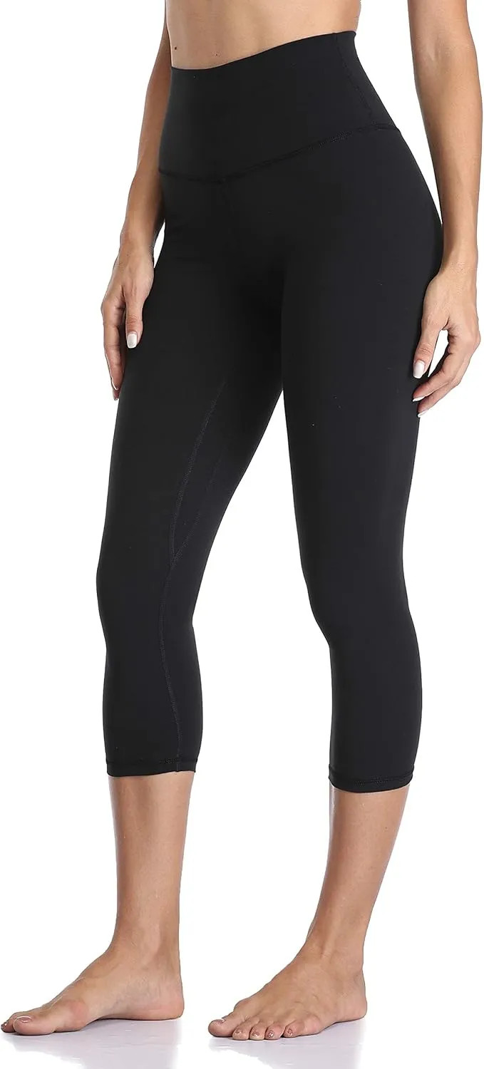 YUNOGA Women's Buttery Soft 21" Inseam Yoga Pants, High Waisted Tummy Control Workout Running Capri Leggings