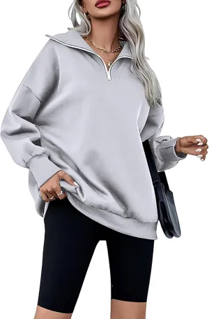 Zeagoo Women Sweatshirts Quarter Zip Stand Collar Pullovers Fleece Workout Hoodies Y2K Clothes
