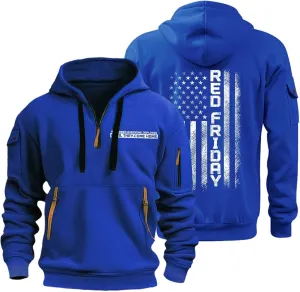 ZEFOTIM Hoodie for Men Drawstring 1/4 Zip Hoodie Letter Print Graphic Pullover Casual Sweatshirt with Pockets