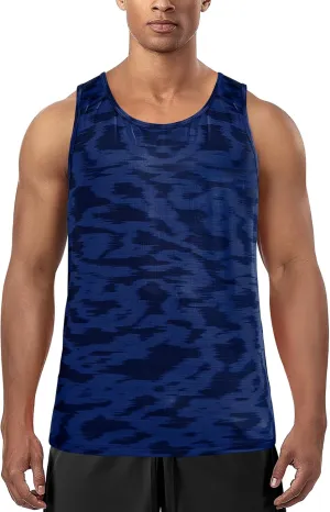 Zengjo Mens Tank Tops Workout Sleeveless Shirts Quick Dry Running Gym Mesh Muscle Tanks