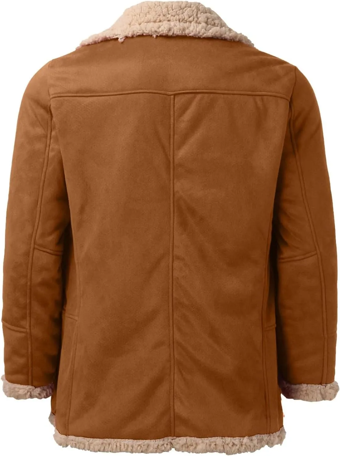 ZWRXW Men's Sheepskin Leather Jackets Shearling Fur Lined Bomber Jacket Winter Thicke Warm Lapel Outwear Coats with Pockets