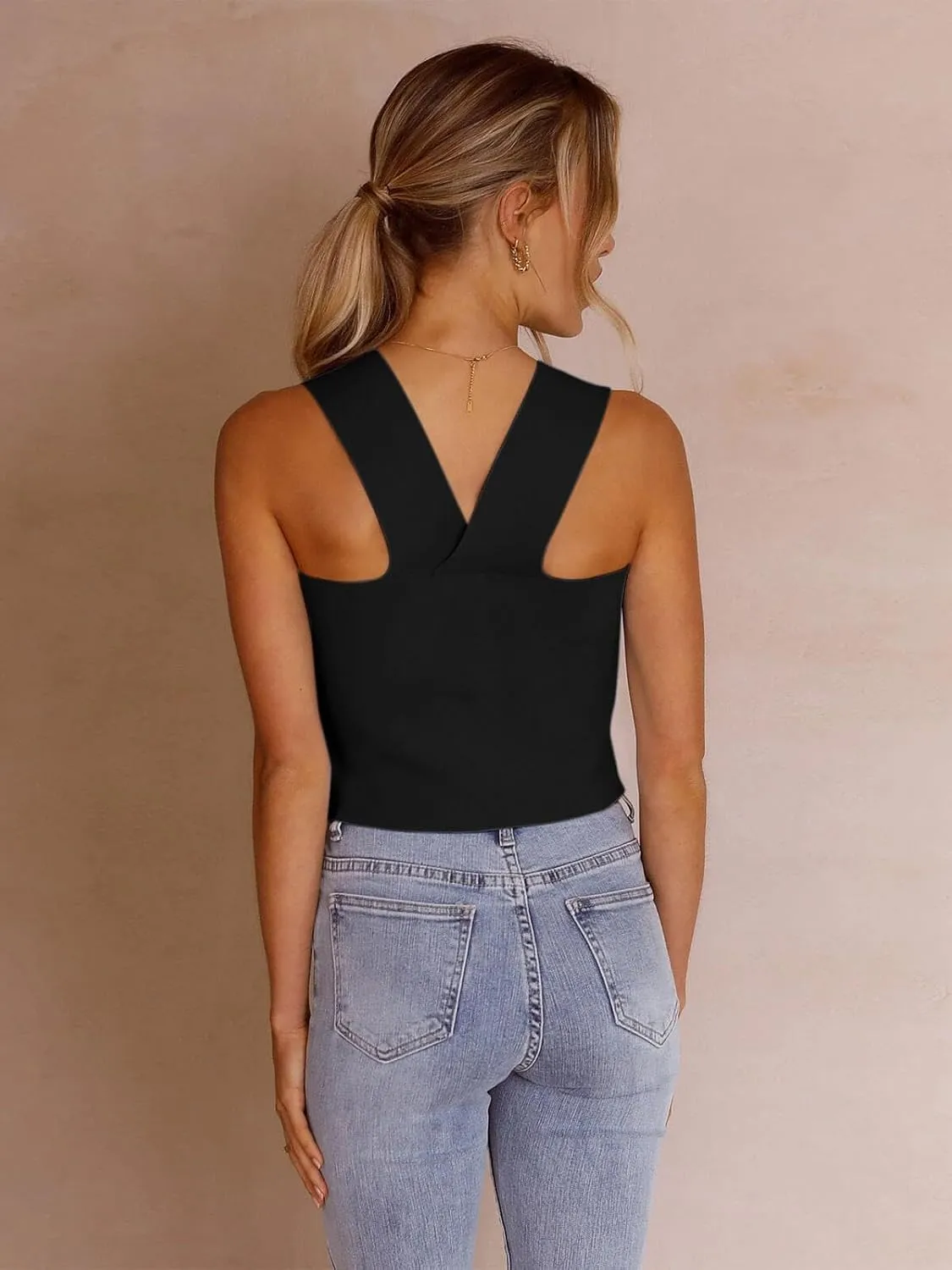 Zwurew Women's Knit Square Neck Tank Tops 2025 Summer Casual Sleeveless Sweater Fitted Shirts Tanks